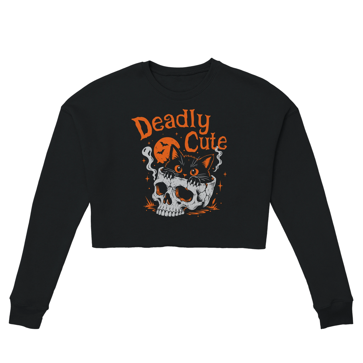 Sweat crop top femme humour chat « Deadly Cute Cat » – Gaga de mon chat (vue 12)