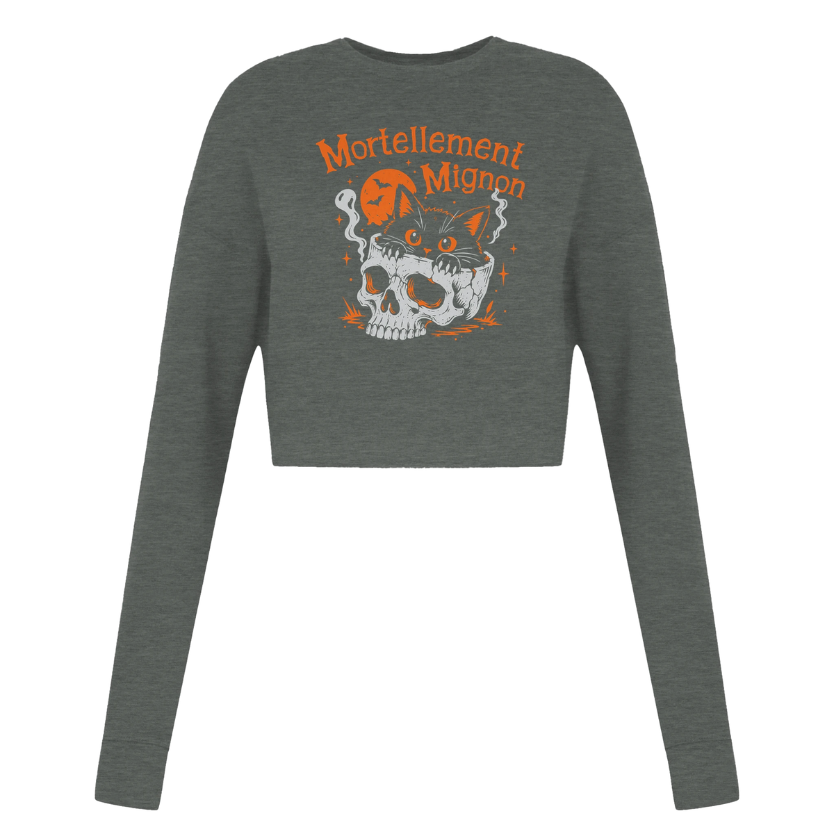 Sweat crop top femme humour chat « Mortellement mignon » – Gaga de mon chat (vue 2)