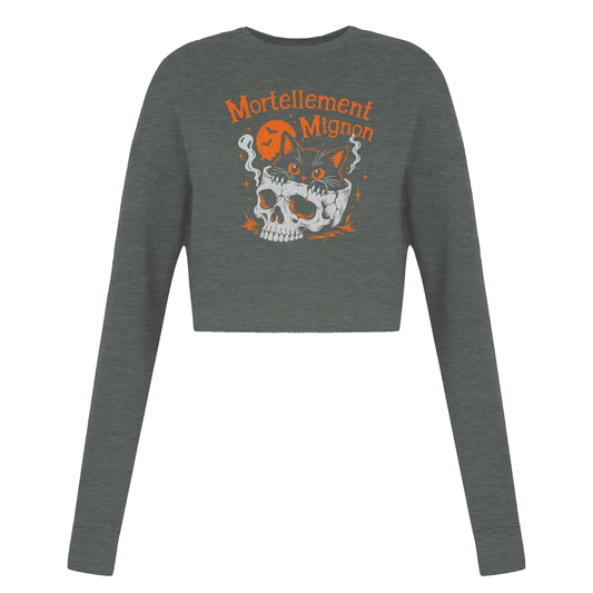 Sweat crop top femme humour chat « Mortellement mignon » – Gaga de mon chat (vue 2)