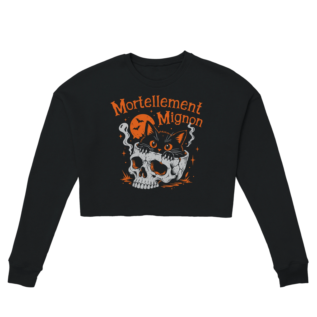 Sweat crop top femme humour chat « Mortellement mignon » – Gaga de mon chat (vue 9)
