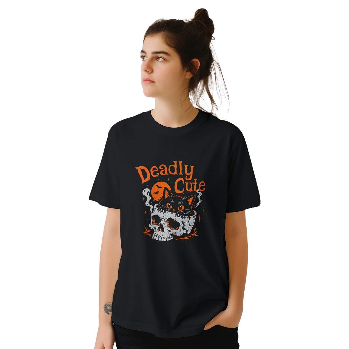 T-shirt unisexe humour chat « Deadly Cute Cat » – Gaga de mon chat (vue 17)