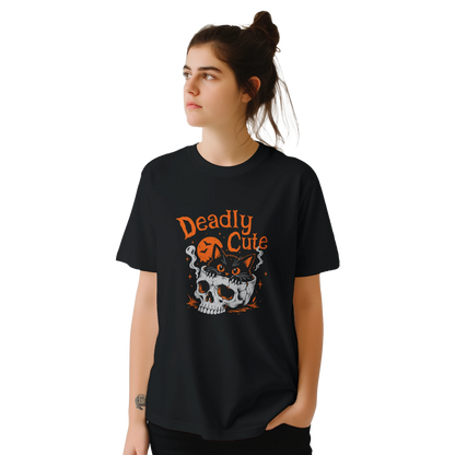 T-shirt unisexe humour chat « Deadly Cute Cat » – Gaga de mon chat (vue 17)