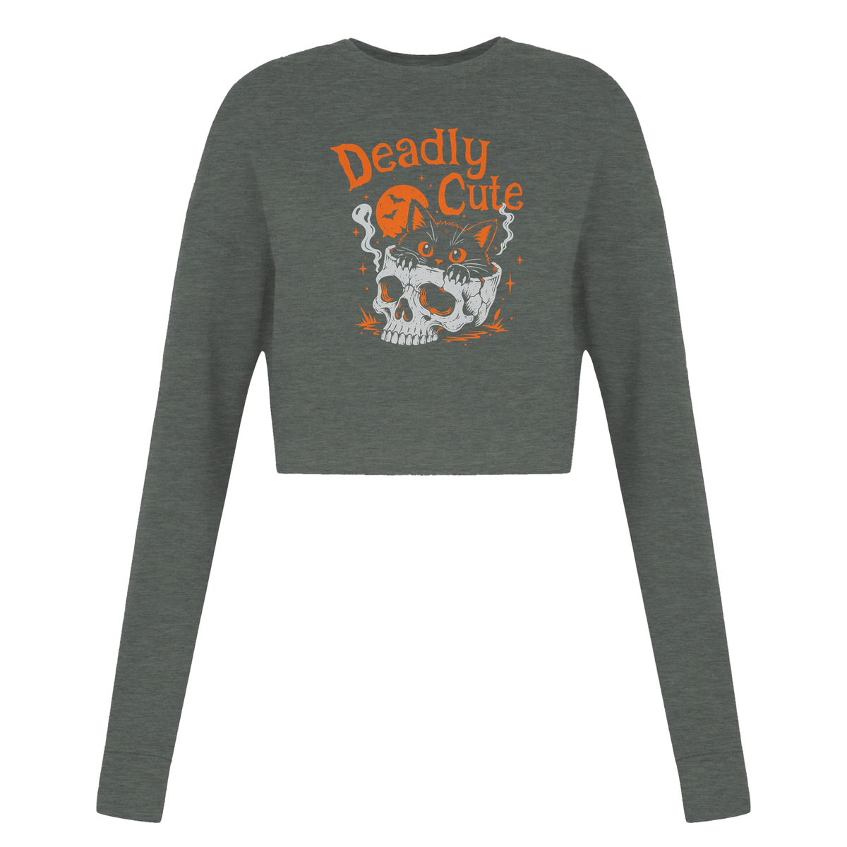 Sweat crop top femme humour chat « Deadly Cute Cat » – Gaga de mon chat (vue 3)